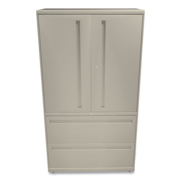 Brigade 700 Series Lateral File, Three-Shelf Enclosed Storage, 2 Legal/Letter-Size File Drawers, Putty, 36" x 18" x 64.25"