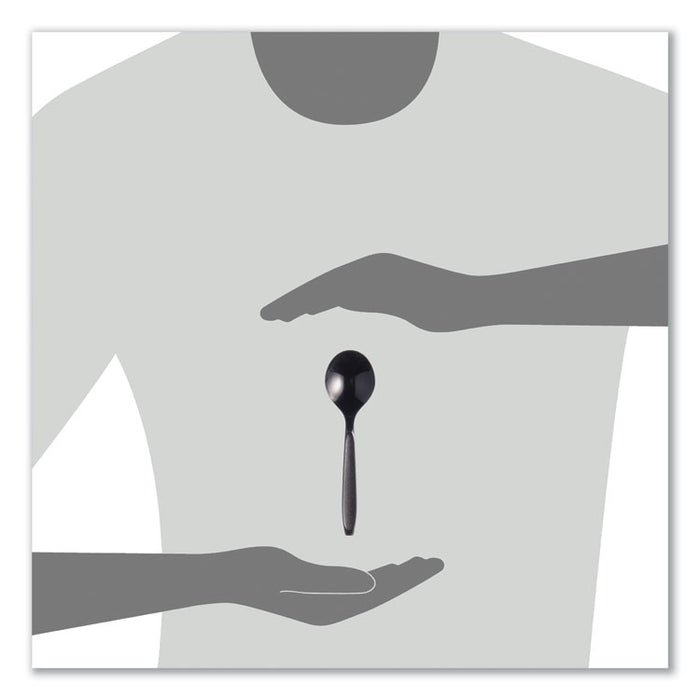 Reliance Mediumweight Cutlery, Soup Spoon, Plastic, Black, 1,000/Carton