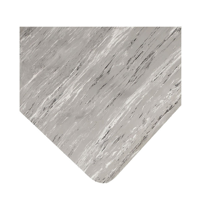 Cushion-Step Marbleized Rubber Mat, Rectangular, Gray Smooth Surface, 24" x 36"