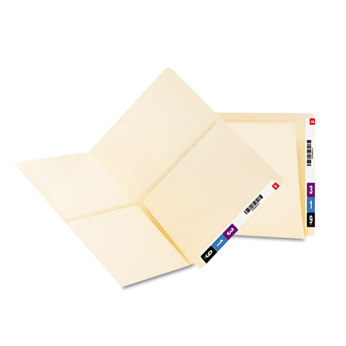 Heavyweight Manila End Tab Pocket Folders, Interior Front/Back Panel Pockets, Straight Tabs, Letter Size, 11pt Manila, 25/Box