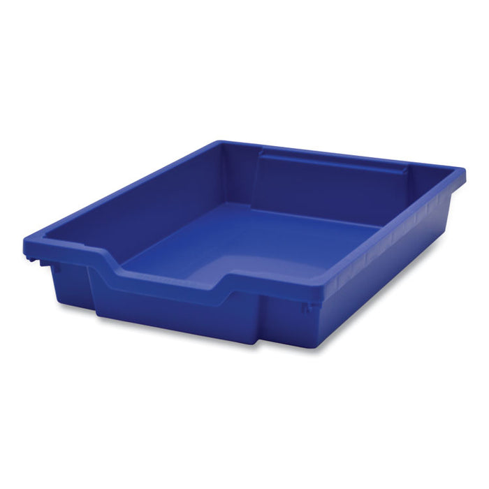Callero Plus Double Column Trolley Set 05, Metal, 1 Shelf, 16 F1 Shallow Bins, 27.4" x 17.3" x 41.5", Silver/Royal Blue