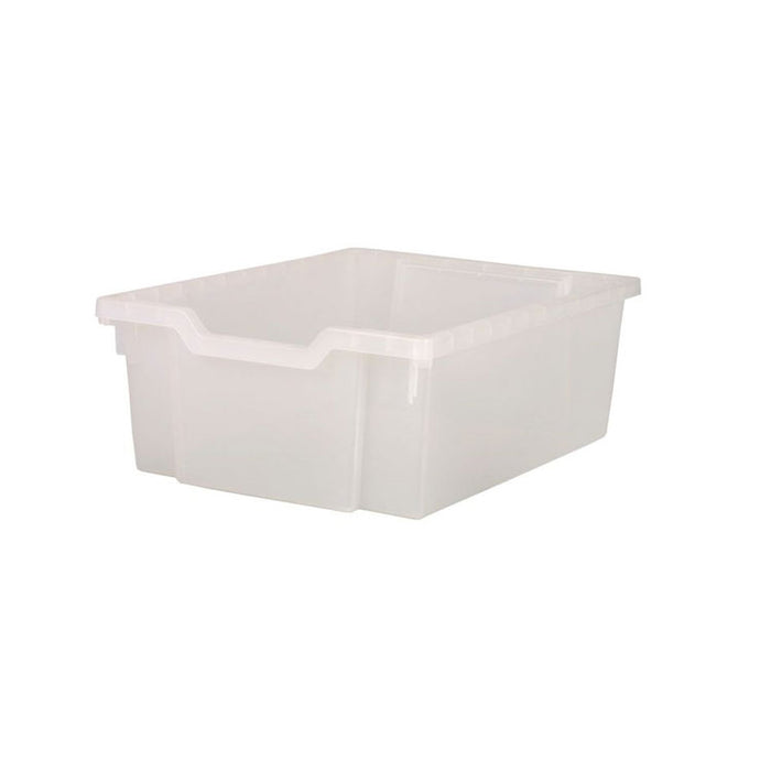 Callero Plus Double Column Trolley Set 18, Metal, 1 Shelf, 8 F1 Bins, 4 F2 Bins, 27.4" x 17.3" x 41.5", Silver/Trans Frost
