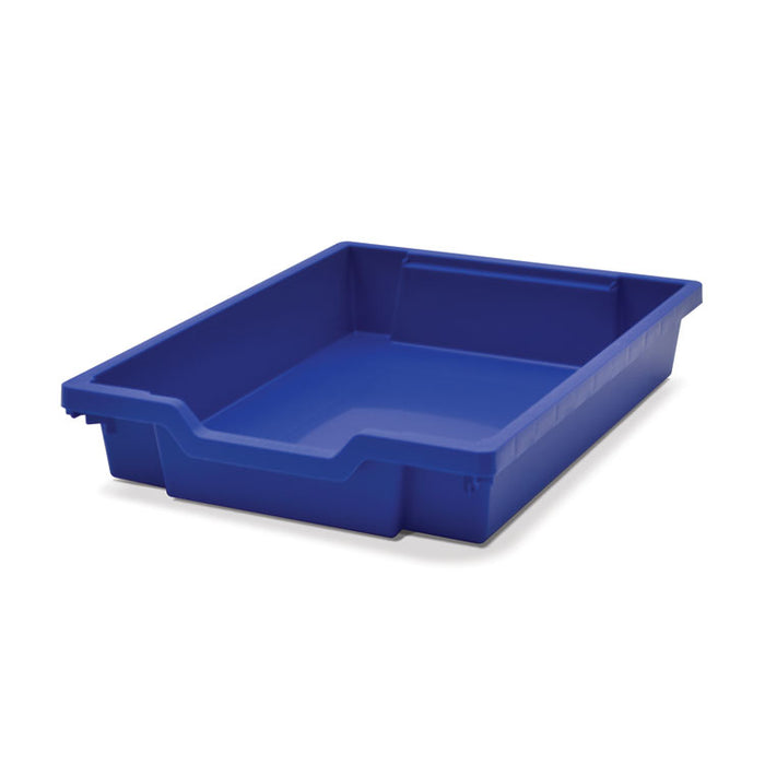 Callero Plus Double Column Trolley Set 18, Metal, 1 Shelf, 8 F1 Bins, 4 F2 Bins, 27.4" x 17.3" x 41.5", Silver/Royal Blue