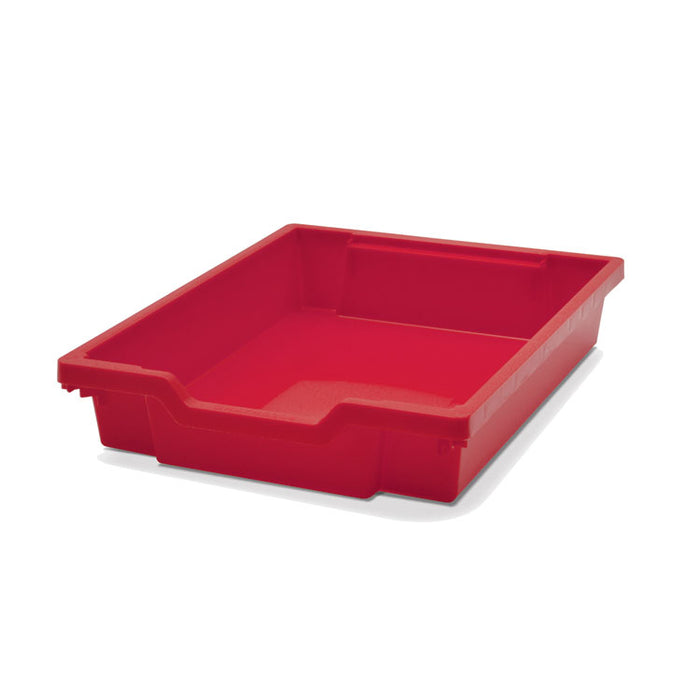 Callero Plus Double Column Trolley Set 18, Metal, 1 Shelf, 8 F1 Bins, 4 F2 Bins, 27.4" x 17.3" x 41.5", Silver/Flame Red