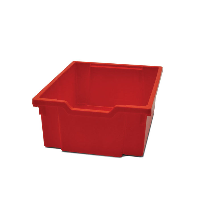 Callero Plus Double Column Trolley Set 18, Metal, 1 Shelf, 8 F1 Bins, 4 F2 Bins, 27.4" x 17.3" x 41.5", Silver/Flame Red