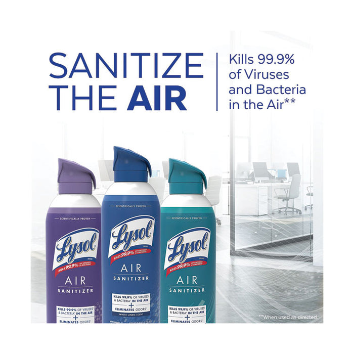 Air Sanitizer Spray, White Linen Scent, 10 oz Aerosol Spray, 6/Carton