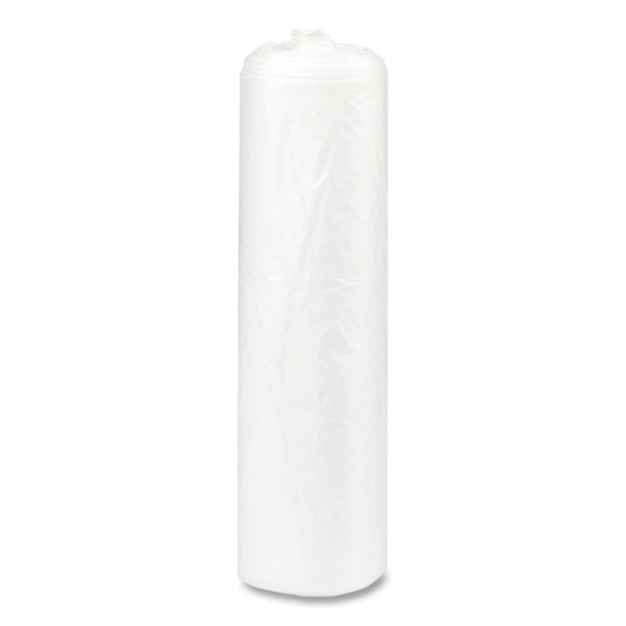 High-Density Commercial Can Liners, 10 gal, 8 mic, 24" x 24", Natural, Interleaved Roll, 50 Bags/Roll, 20 Rolls/Carton
