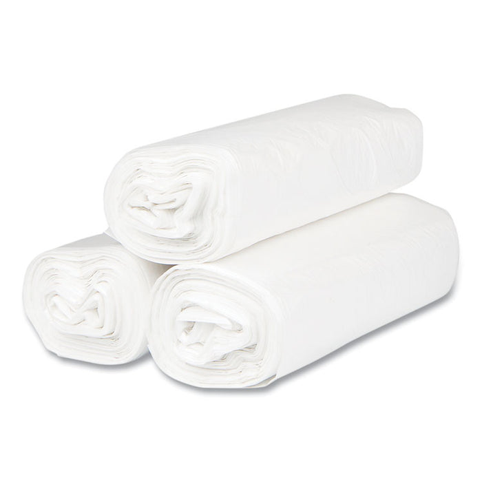 High-Density Commercial Can Liners, 33 gal, 13 mic, 33" x 40", Clear, Interleaved Roll, 25 Bags/Roll, 20 Rolls/Carton