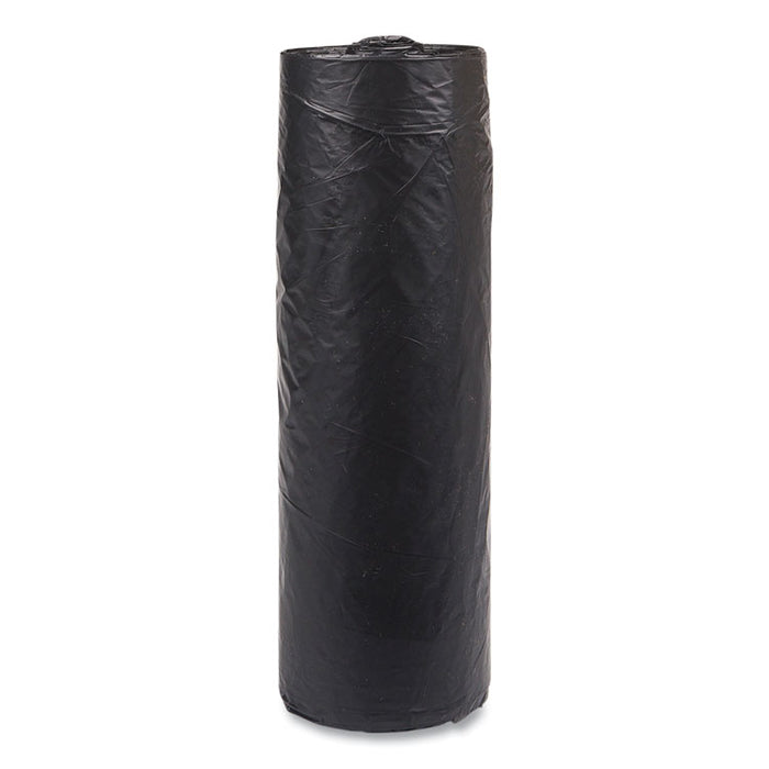 High-Density Commercial Can Liners, 33 gal, 16 mic, 33" x 40", Black, Interleaved Roll, 25 Bags/Roll, 10 Rolls/Carton