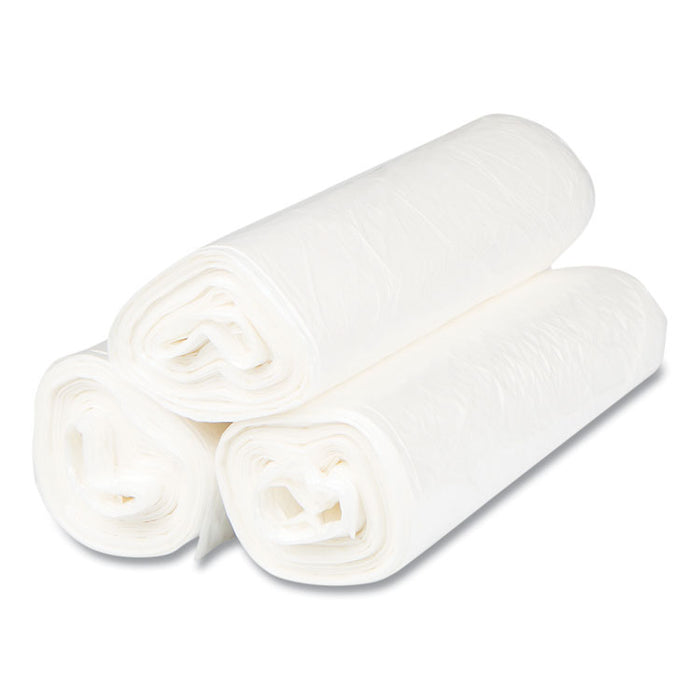 High-Density Commercial Can Liners, 33 gal, 17 mic, 33" x 40", Clear, Interleaved Roll, 25 Bags/Roll, 10 Rolls/Carton