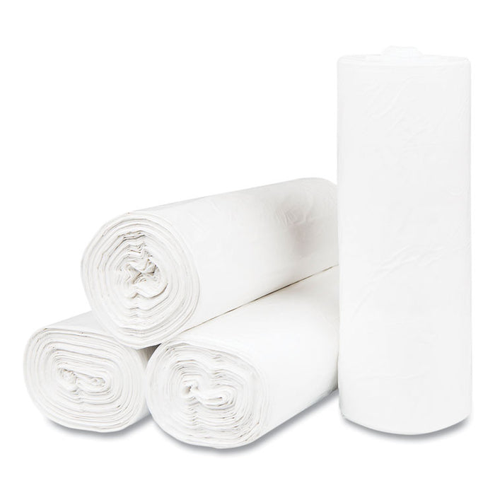High-Density Commercial Can Liners, 55 gal, 17 mic, 36" x 60", Clear, Interleaved Roll, 25 Bags/Roll, 8 Rolls/Carton