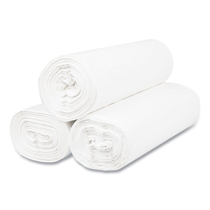 High-Density Commercial Can Liners, 55 gal, 17 mic, 36" x 60", Clear, Interleaved Roll, 25 Bags/Roll, 8 Rolls/Carton