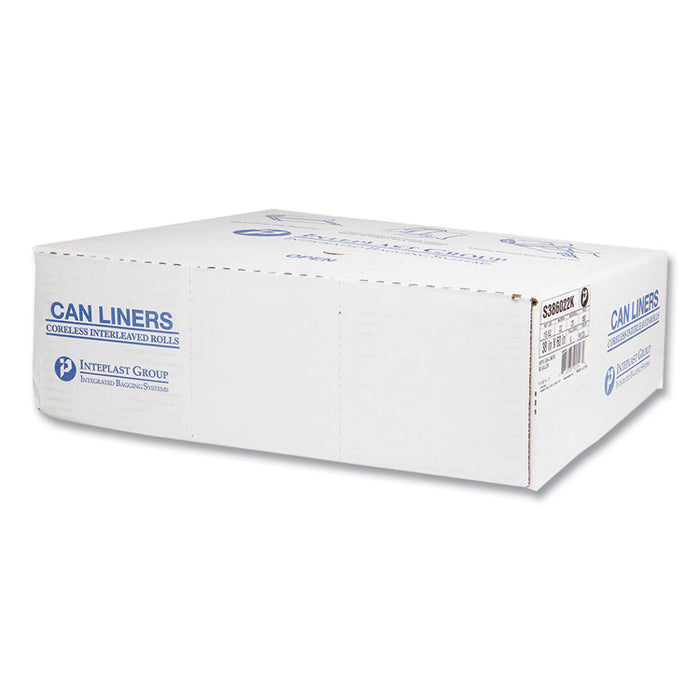 High-Density Commercial Can Liners, 60 gal, 22 mic, 38" x 60", Black, Interleaved Roll, 25 Bags/Roll, 6 Rolls/Carton