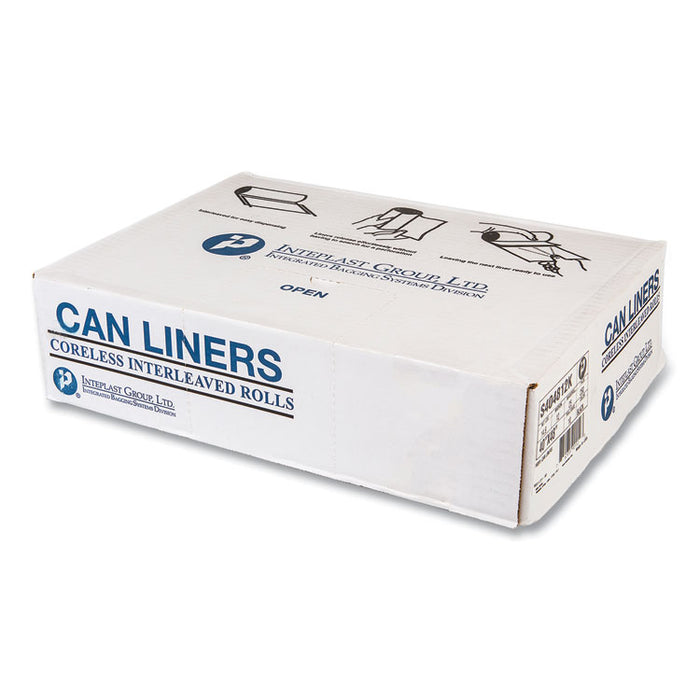 High-Density Commercial Can Liners, 45 gal, 12 mic, 40" x 48", Black, Interleaved Roll, 25 Bags/Roll, 10 Rolls/Carton