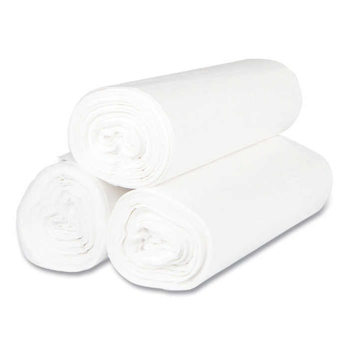High-Density Commercial Can Liners, 45 gal, 12 mic, 40" x 48", Clear, Interleaved Roll, 25 Bags/Roll, 10 Rolls/Carton