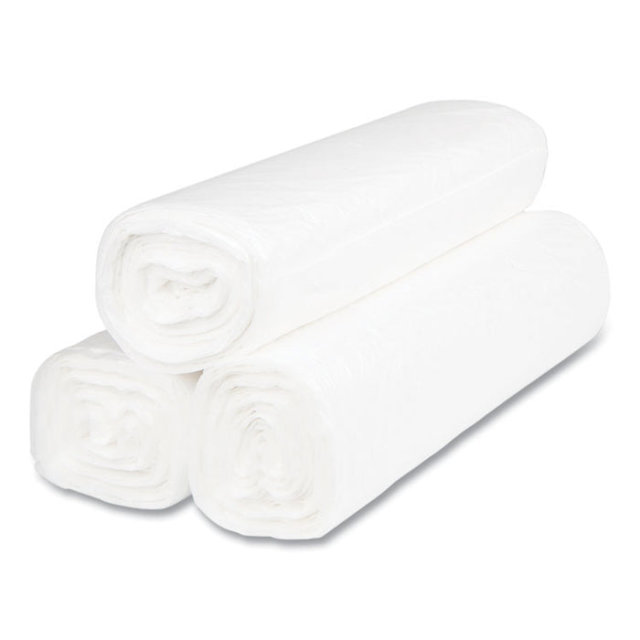 High-Density Commercial Can Liners, 45 gal, 14 mic, 40" x 48", Clear, Interleaved Roll, 25 Bags/Roll, 10 Rolls/Carton