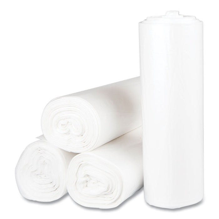 High-Density Commercial Can Liners, 56 gal, 17 mic, 43" x 48", Clear, Interleaved Roll, 25 Bags/Roll, 8 Rolls/Carton