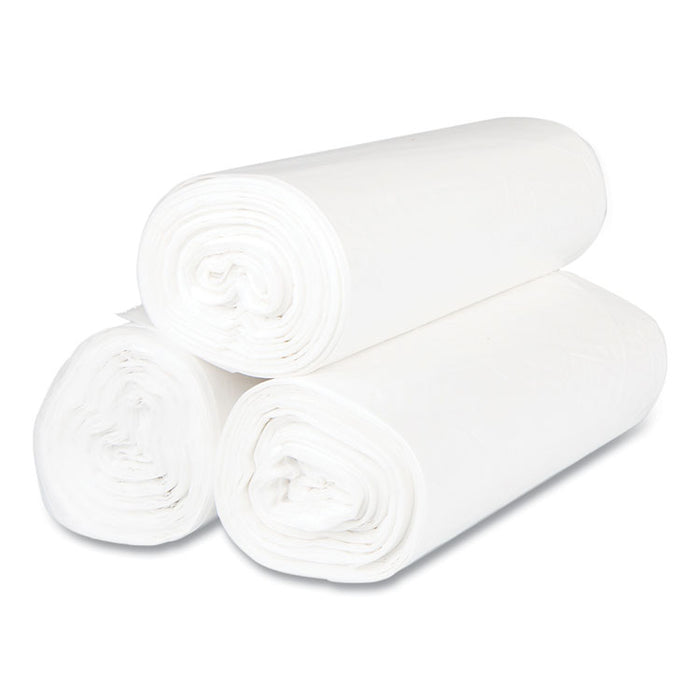 High-Density Commercial Can Liners, 56 gal, 17 mic, 43" x 48", Clear, Interleaved Roll, 25 Bags/Roll, 8 Rolls/Carton