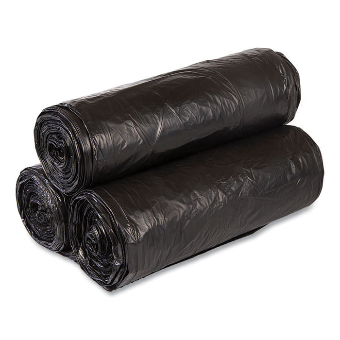 Institutional Low-Density Can Liners, 30 gal, 0.58 mil, 30" x 36", Black, Interleaved Roll, 25 Bags/Roll, 10 Rolls/Carton