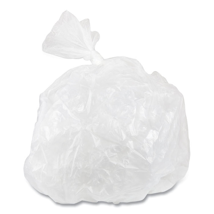 High-Density Commercial Can Liners, 60 gal, 12 mic, 38" x 60", Clear, Interleaved Roll, 25 Bags/Roll, 8 Rolls/Carton