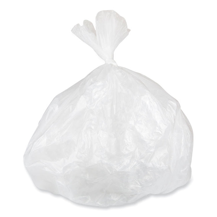 Low-Density Commercial Can Liners, 10 gal, 0.35 mil, 24" x 24", Clear, Perforated Roll, 50 Bags/Roll, 20 Rolls/Carton