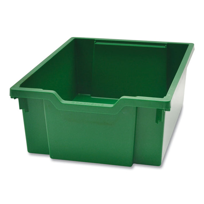 Callero Plus Double Column Trolley Set 13, Metal, 1 Shelf, 8 F2 Deep Bins, 27.4" x 17.3" x 41.5", Silver/Grass Green