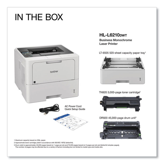 HL-L6210DWT Wireless Business Monochrome Laser Printer with Dual Paper Trays