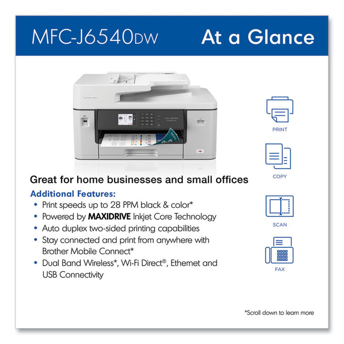 MFC-J6540DW Business Color All-in-One Inkjet Printer, Copy/Fax/Print/Scan