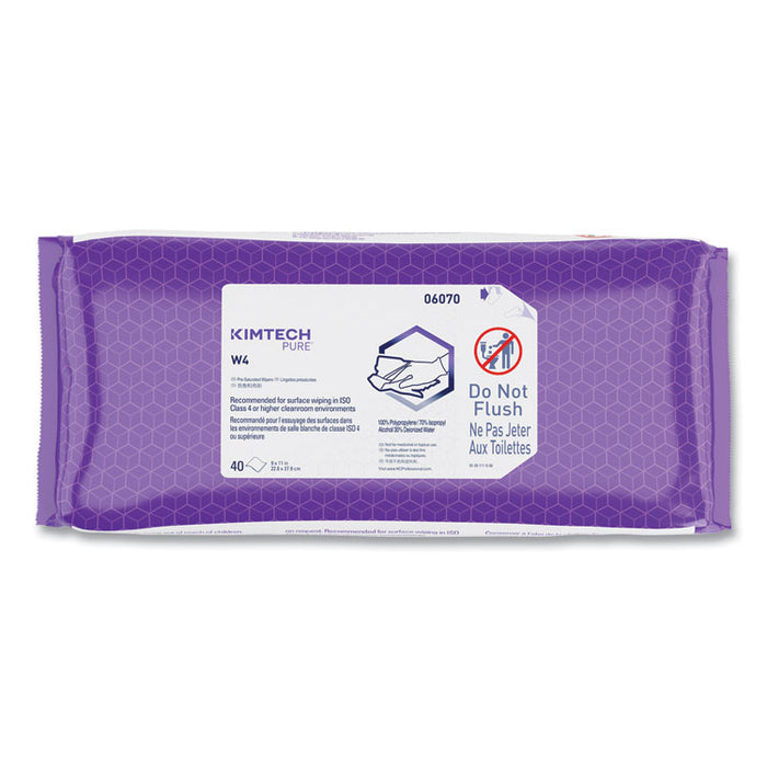 W4 PreSat Alcohol Wipers, 70% IPA, 1-Ply, 9 x 11, White, 40/Pack, 10 Packs/Carton
