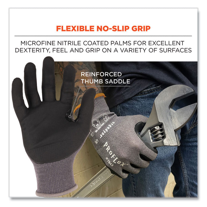 ProFlex 7043 ANSI A4 Nitrile Coated CR Gloves, EN388: 4X42D, 9" Long, Large, Gray, Pair