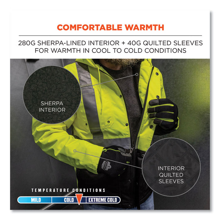 GloWear 8275 Class 2 Heavy-Duty Hi-Vis Workwear Sherpa Lined Jacket, 3X-Large, Lime
