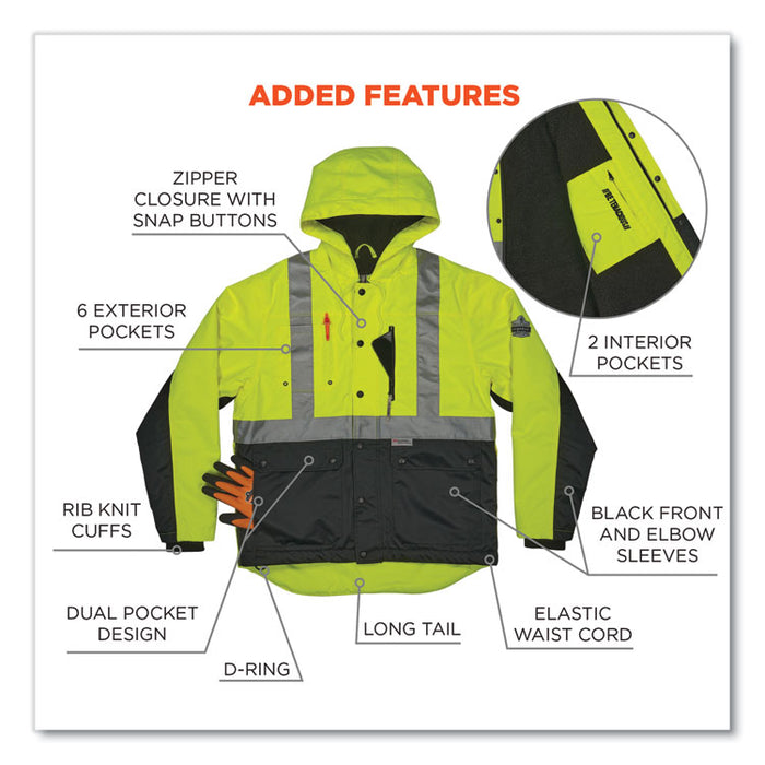 GloWear 8275 Class 2 Heavy-Duty Hi-Vis Workwear Sherpa Lined Jacket, Medium, Lime