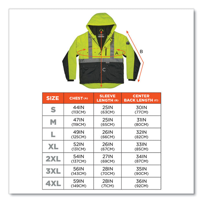 GloWear 8275 Class 2 Heavy-Duty Hi-Vis Workwear Sherpa Lined Jacket, 3X-Large, Lime