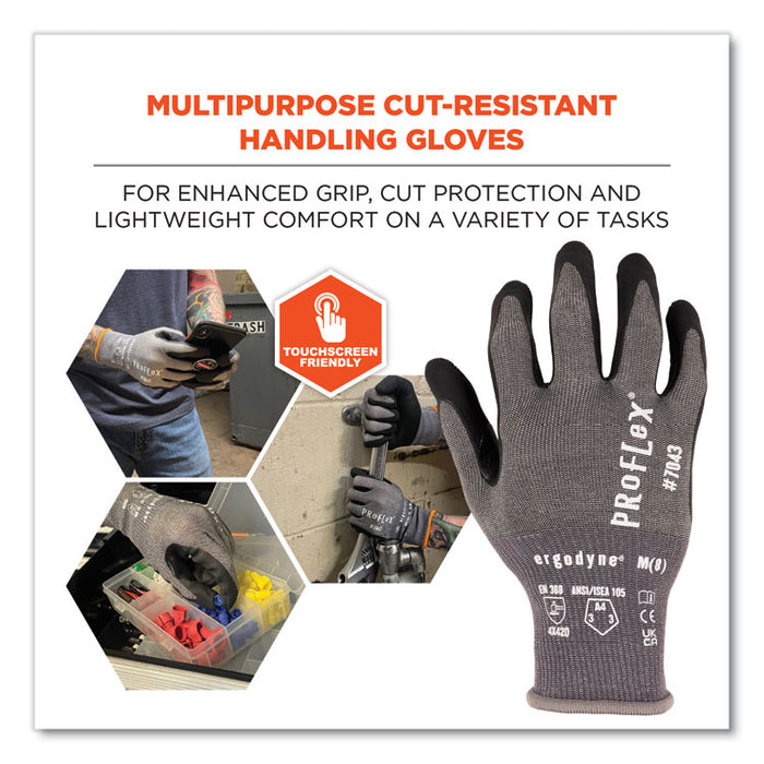 ProFlex 7043 ANSI A4 Nitrile Coated CR Gloves, EN388: 4X42D, 9" Long, X-Large, Gray, Pair