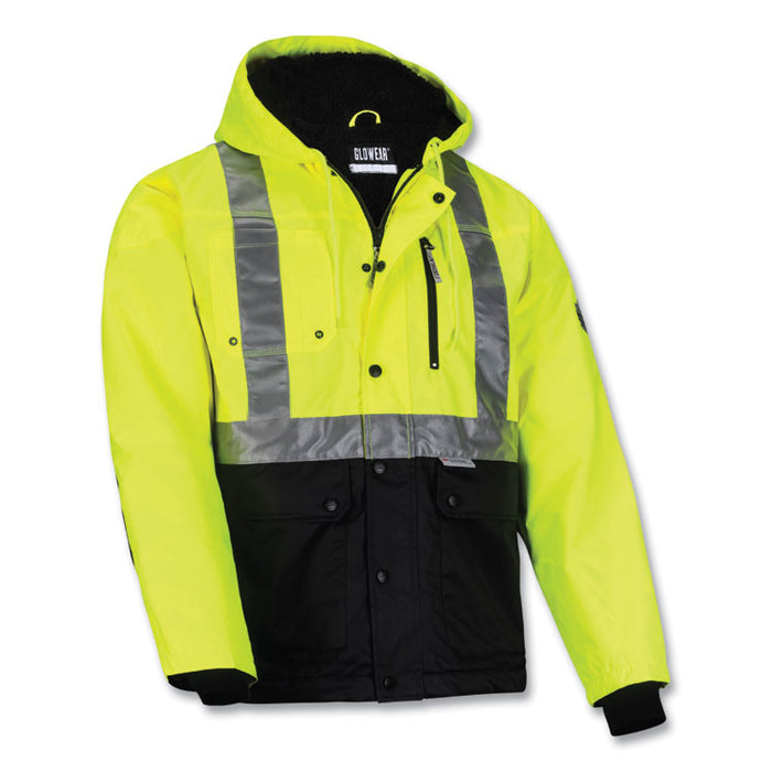 GloWear 8275 Class 2 Heavy-Duty Hi-Vis Workwear Sherpa Lined Jacket, X-Large, Lime