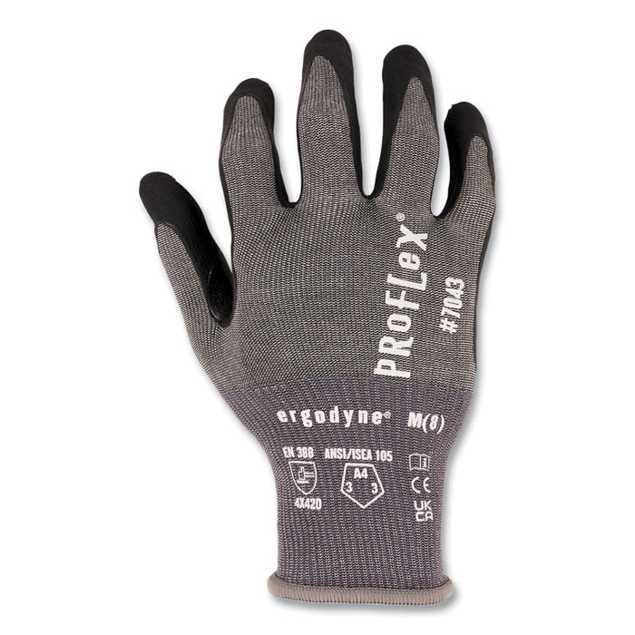 ProFlex 7043 ANSI A4 Nitrile Coated CR Gloves, EN388: 4X42D, 9" Long, Small, Gray, Pair