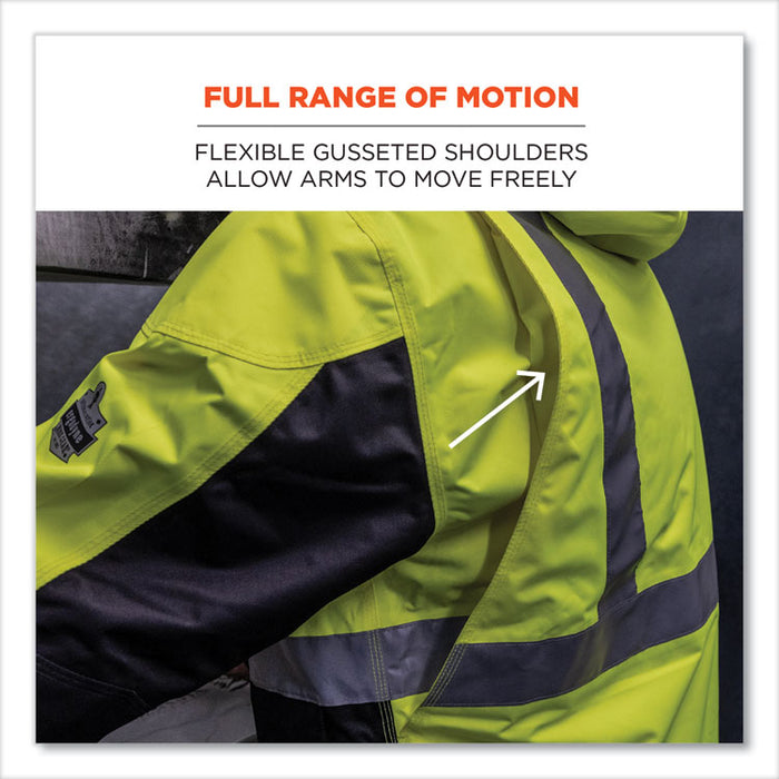 GloWear 8275 Class 2 Heavy-Duty Hi-Vis Workwear Sherpa Lined Jacket, Medium, Lime