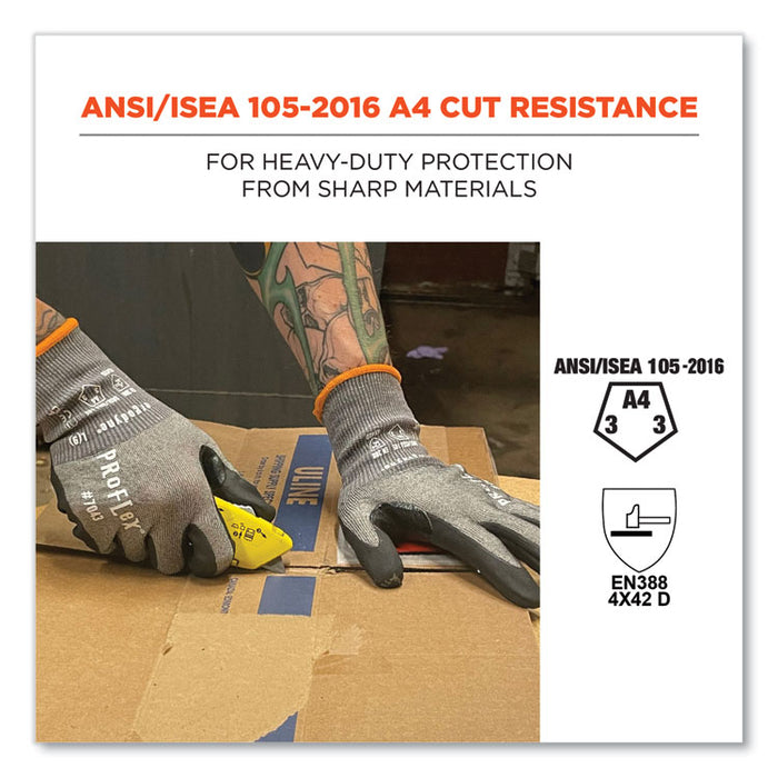 ProFlex 7043 ANSI A4 Nitrile Coated CR Gloves, EN388: 4X42D, 9" Long, X-Large, Gray, Pair