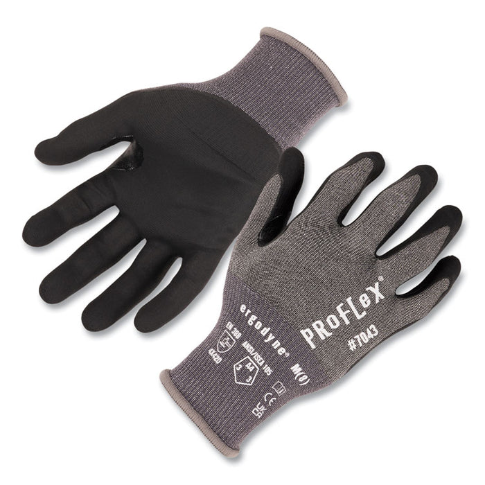 ProFlex 7043 ANSI A4 Nitrile Coated CR Gloves, EN388: 4X42D, 9" Long, XX-Large, Gray, 12 Pairs