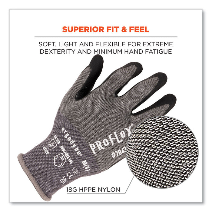 ProFlex 7043 ANSI A4 Nitrile Coated CR Gloves, EN388: 4X42D, 9" Long, X-Large, Gray, 12 Pairs