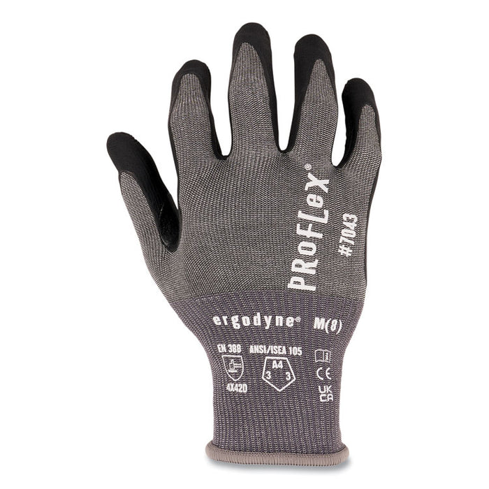 ProFlex 7043 ANSI A4 Nitrile Coated CR Gloves, EN388: 4X42D, 9" Long, X-Large, Gray, 12 Pairs