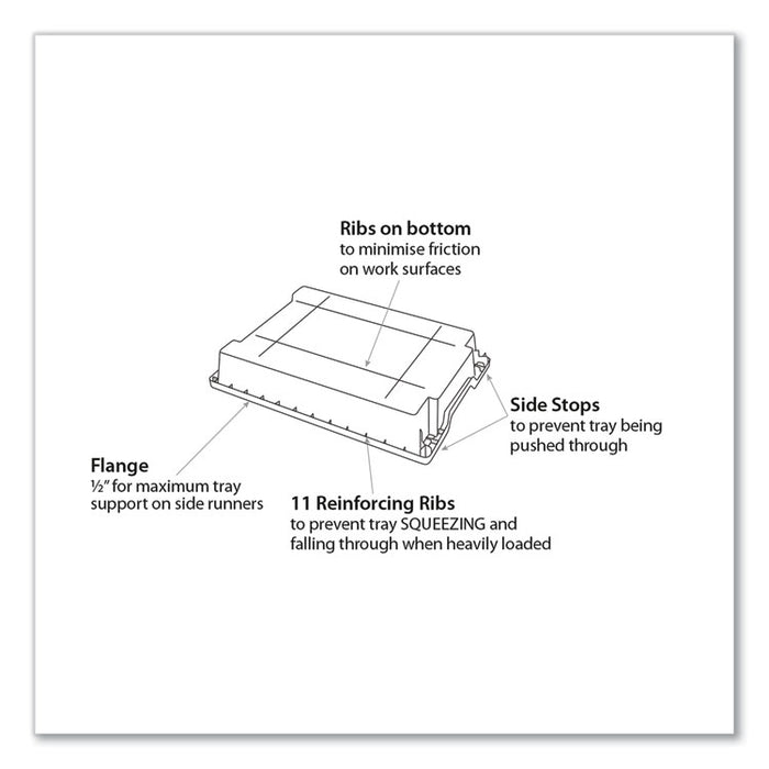 F1 Shallow Trays for Gratnells Storage Frames and Trolleys, 1.85 gal Capacity, 12.28" x 16.81" x 3.25", Trans Frost, 8/Pack