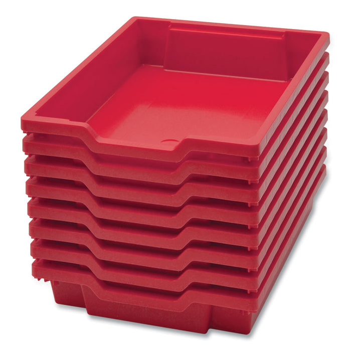 F1 Shallow Trays for Gratnells Storage Frames and Trolleys, 1.85 gal Capacity, 12.28" x 16.81" x 3.25", Flame Red, 8/Pack