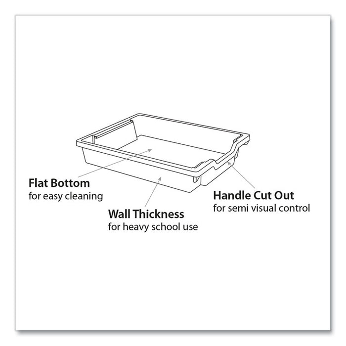 F1 Shallow Trays for Gratnells Storage Frames and Trolleys, 1.85 gal Capacity, 12.28" x 16.81" x 3.25", Trans Frost, 8/Pack