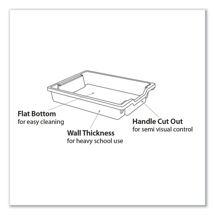 F1 Shallow Trays for Gratnells Storage Frames and Trolleys, 1.85 gal Capacity, 12.28" x 16.81" x 3.25", Light Gray, 8/Pack