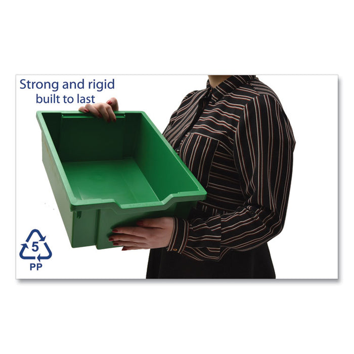 F2 Deep Trays for Gratnells Storage Frames and Trolleys, 3.57 gal Capacity, 12.28" x 16.81" x 6.25", Grass Green, 6/Pack