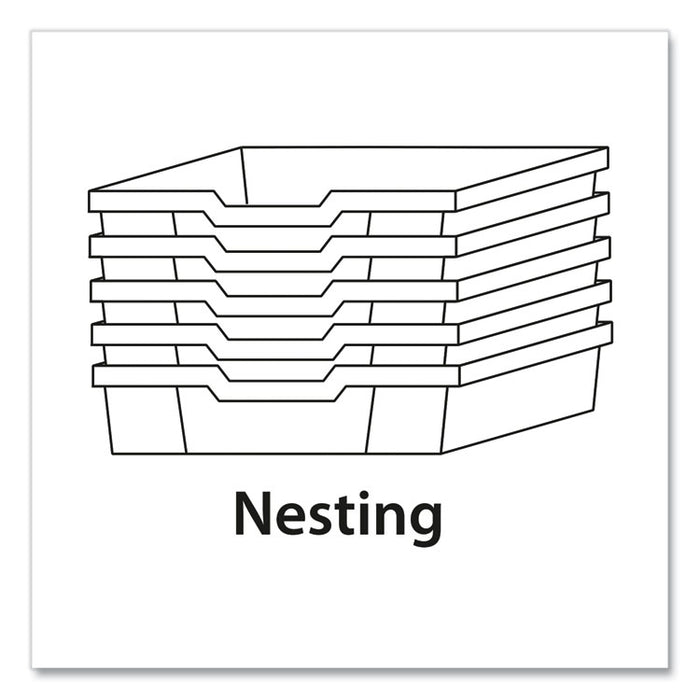 F1 Shallow Trays for Gratnells Storage Frames and Trolleys, 1.85 gal Capacity, 12.28" x 16.81" x 3.25", Trans Frost, 8/Pack