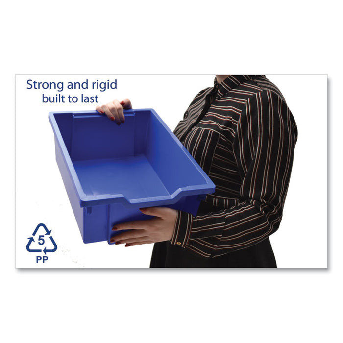 F2 Deep Trays for Gratnells Storage Frames and Trolleys, 3.57 gal Capacity, 12.28" x 16.81" x 6.25", Royal Blue, 6/Pack