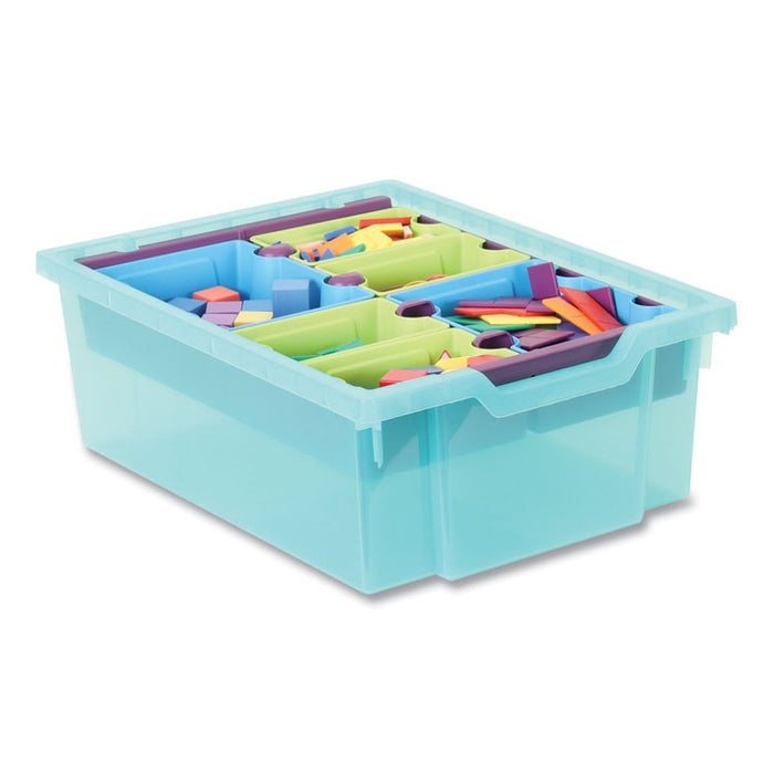 F2 Deep Trays with Antimicrobial Protection for Storage Frames and Trolleys, 3.57 gal, 12.28 x 16.81 x 6.25, Trans Kiwi, 6/PK