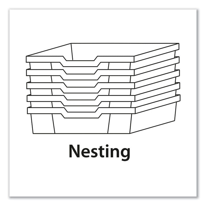 F2 Deep Trays for Gratnells Storage Frames and Trolleys, 3.57 gal Capacity, 12.28" x 16.81" x 6.25", Trans Frost, 6/Pack